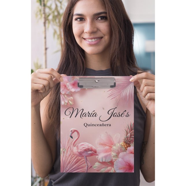 Porte-bloc Tropical Flamingo Quinceañera, custom (Créateur téléchargé)