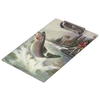 Porte-bloc Truite arc-en-ciel, pêcheur de poissons vintage pê
