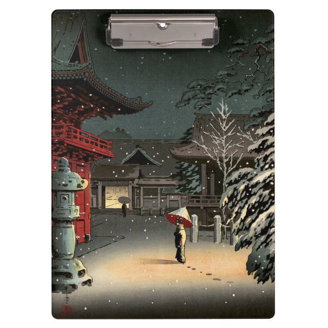 Porte-bloc Tsuchiya Koitsu - Neige au temple de Nezu (Devant)
