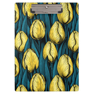 Porte-bloc Tulières jaunes avec feuilles bleus