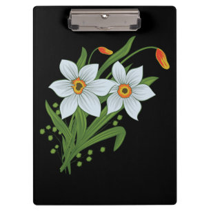 Porte-bloc Tulipes et jonquilles Fleurs Arrière - plan noir