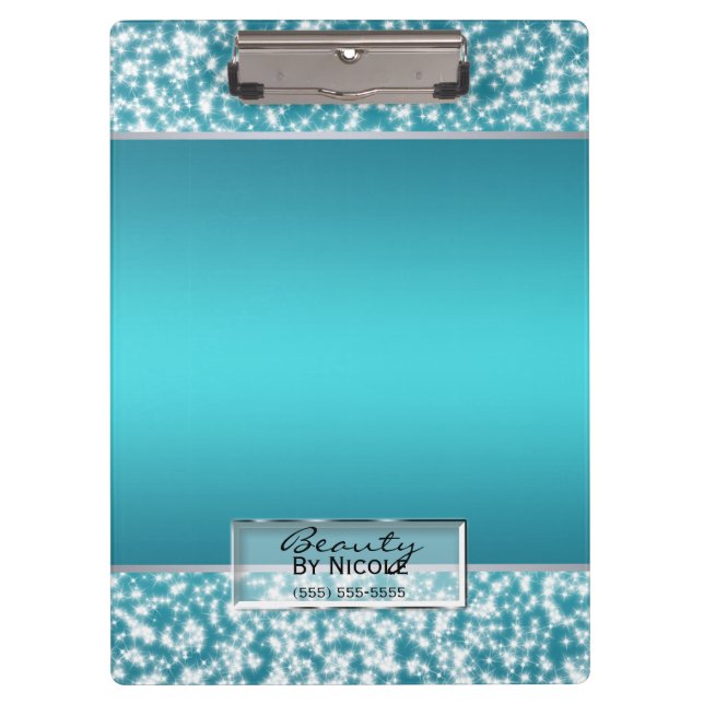 Porte-bloc Turquoise Aqua Sparkle Sparkling Lumières Personna (Devant)