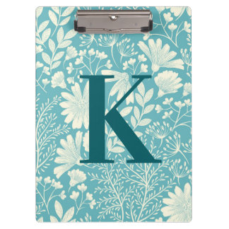 Porte-bloc Turquoise Bleu Blanc Vintage Motif Floral Monogram