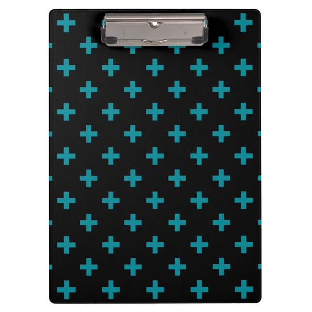 Porte-bloc Turquoise polka croise sur noir (Devant)