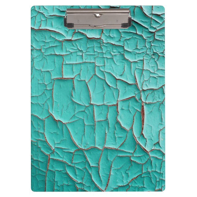 Porte-bloc Turquoise sarcelle à la peinture rustique écaillée (Devant)