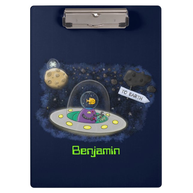 Porte-bloc Un joli poisson heureux dans l'espace dessin animé (Devant)
