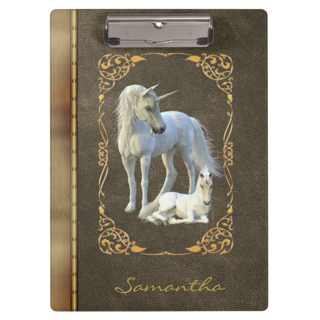 Porte-bloc Unicorn Lover Foal Bronze Metal Leather Book (Devant)