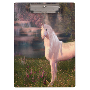 Porte-bloc Unicorne devant une cascade