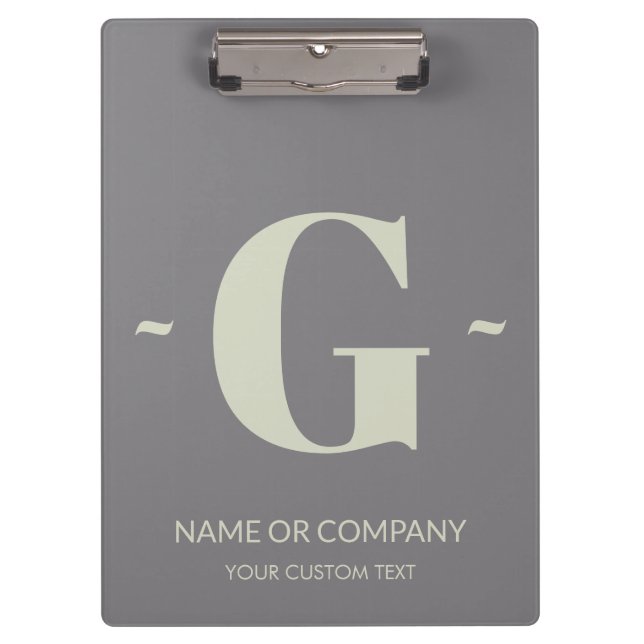 Porte-bloc Unique Titane Grey Ecru Modèle tendance Monogramme (Devant)