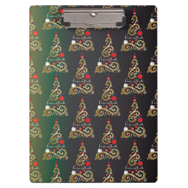Porte-bloc Vacances matte vert or motif de Noël (Devant)