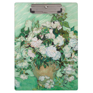 Porte-bloc Van Gogh Vase avec roses roses Vintages Art Floral