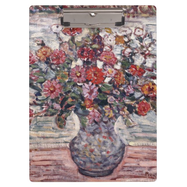 Porte-bloc Vase de fleurs, Zinnias par Maurice Prendergast (Devant)