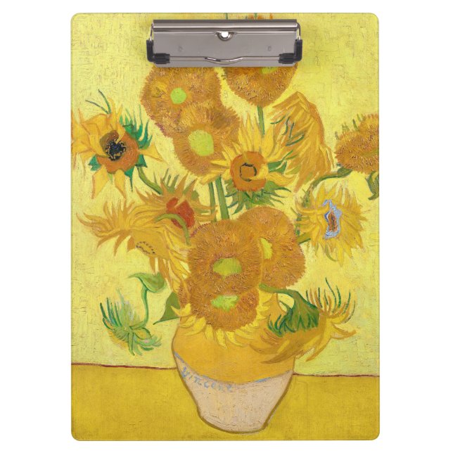 Porte-bloc Vase with fifteen sunflowers by Vincent Van Gogh (Devant)