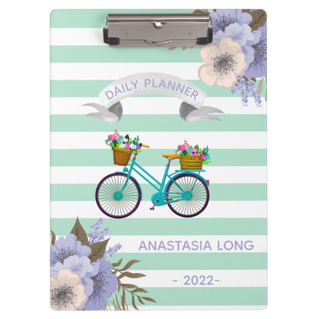 Porte-bloc Vélos Fleurs Bleues Modernes (Devant)