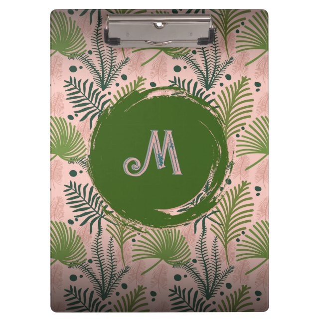 Porte-bloc Verdure botanique Aquarelle Feuille Monogramme (Devant)