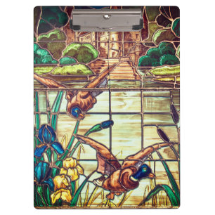 Porte-bloc Verre verni allure mallard canard étang bleu brun