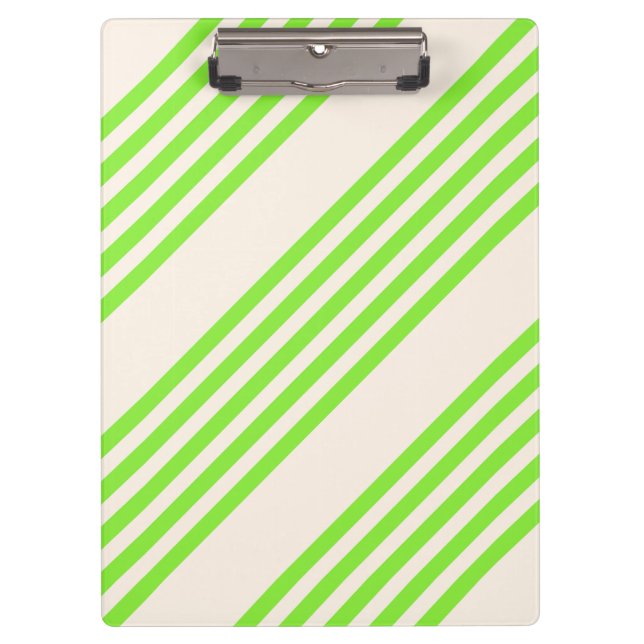 Porte-bloc Vert citron vert et beige cinq rayures motif (Devant)