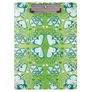 Porte-bloc Vert et blanc Whimsical Romantique Coeurs motif