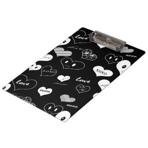 Porte-bloc Vibes de cinquième année Coeurs d'amour noir et bl