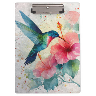 Porte-bloc vibrant à motif floral rose de colibri 