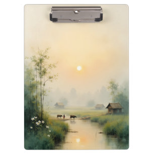 Porte-bloc Village vietnamien sous la brume matinale - Art à