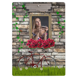 Porte-bloc Vintage Fairytale Vélo Roses cadre photo fille