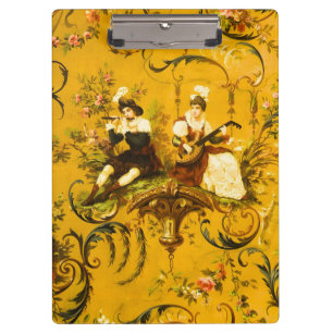 Porte-bloc Vintage French Gold Yellow Toile Victorian Floral