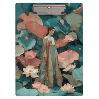 Porte-bloc Vintage Impasto Hanbok and Pink Lotus