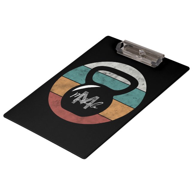 Porte-bloc Vintage kettlebell personnalisé nom monographique  (Incliné)