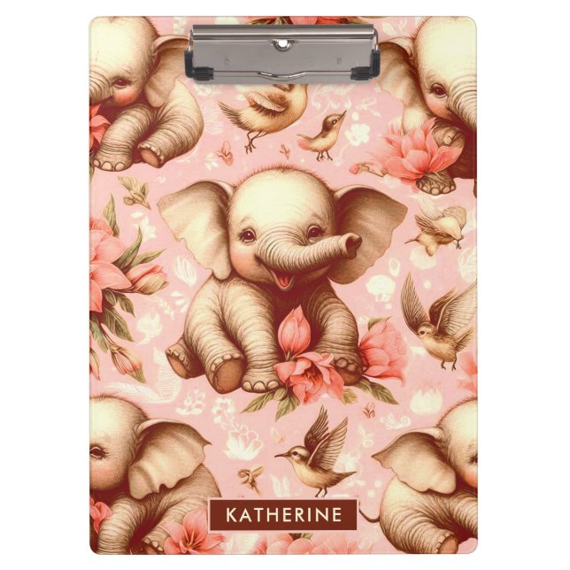 Porte-bloc Vintage mignonne bébé éléphant Motif (Devant)