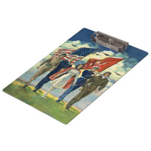 Porte-bloc Vintage Patriotique, Fiers Héros du personnel mili