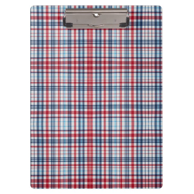 Porte-bloc Vintage, plaid rouge bleu motif (Devant)