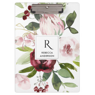 PORTE-BLOC VINTAGE PROTÉA FLORAL DE BURGOUNDA ROSE BLANCHE B
