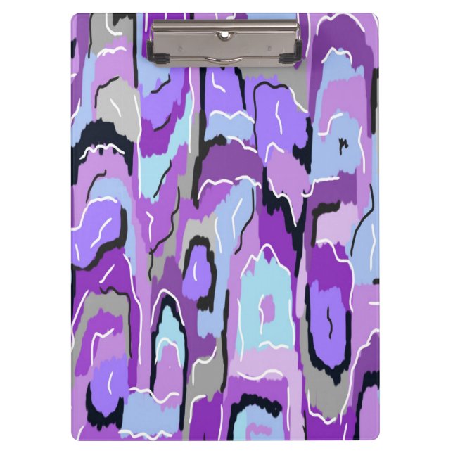 Porte-bloc Violet Abstrait avec bleu et noir  (Devant)