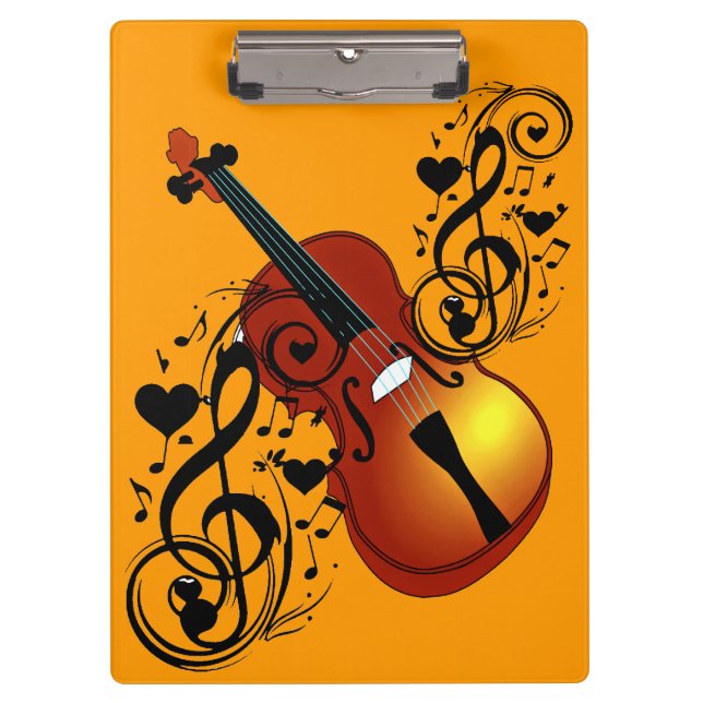 Porte-bloc Violon, Amour au coeur_ Carnet (Devant)