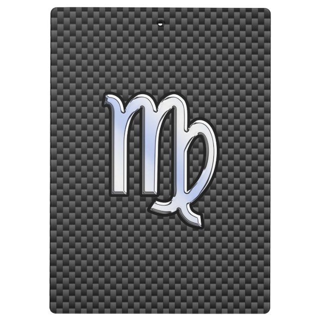 Porte-bloc Virgo Zodiac Sign on Charcoal Carbon Fibre Print (Dos)