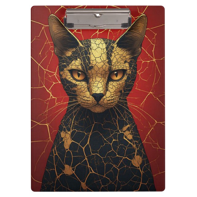 Porte-bloc Visage de Chat Mystique avec Lignes de Fracture Do (Devant)