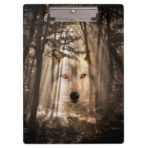 Porte-bloc Visage de loup dans les bois