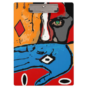 Porte-bloc visage et mains dans le porte - bloc bleu et