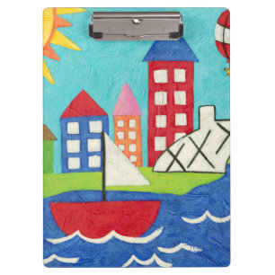 Porte-bloc Voilier et ballon à air chaud avec le paysage