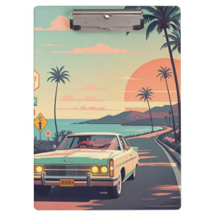 Porte-bloc Voiture vintage de style rétro sur la plage
