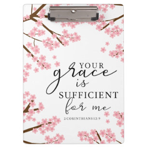 Porte-bloc Votre grâce est Suffisante Bible Cherry Blossoms