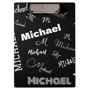 Porte-bloc Votre nom et monogramme motif personnalisé noir
