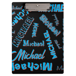 Porte-bloc Votre nom motif monogramme bleu rouge noir couleur