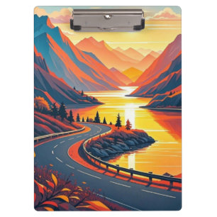 Porte-bloc Voyage pittoresque sur route sinueuse, couchers de