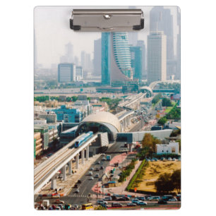 Porte-bloc Vue sur la ligne de métro et les gratte-ciel de l