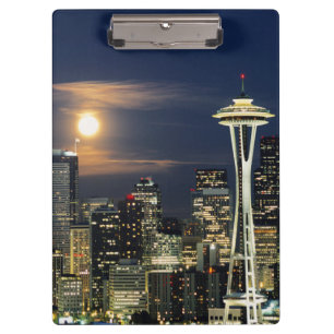 Porte-bloc Washington, Seattle, Skyline la nuit depuis Kerry 