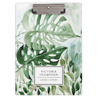 Porte-bloc Watercolor Monstera Leaves Tropical Greenery