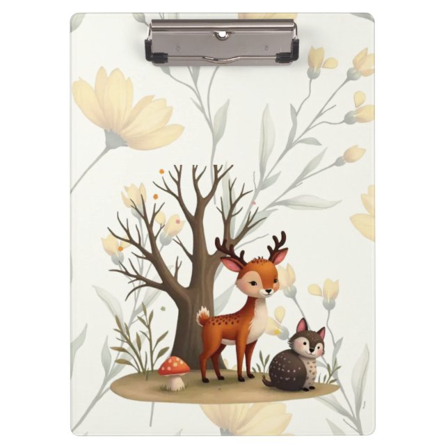 Porte-bloc Whimsical Deer & Hedgehog Clipboard  (Devant)