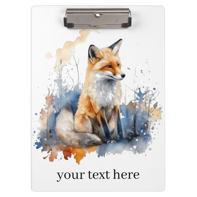 Porte-bloc Whispers of the Wild Fox in Watercolor, personnali (Devant)
